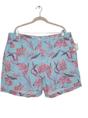Crown & Ivy Curvy Abstract Print Shorts 18W Side Pockets Zip Fly NEW Coastal
